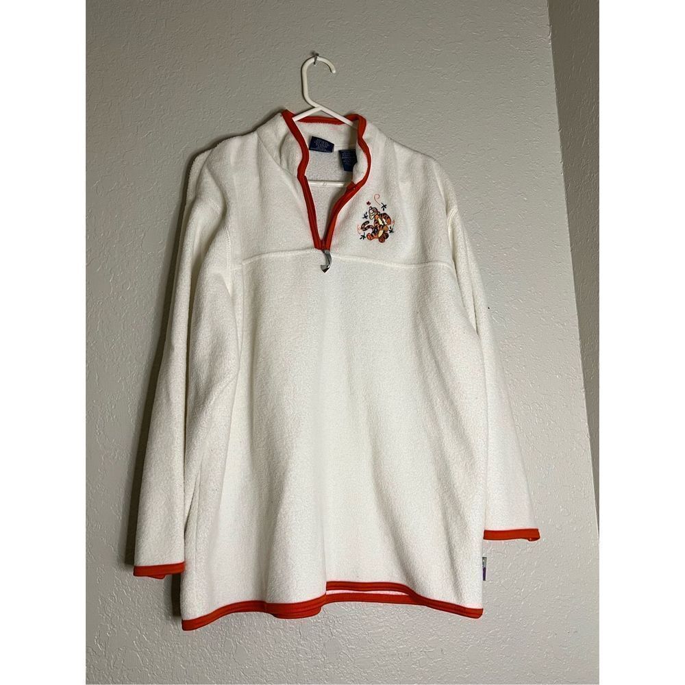 Disney Pooh White Long Sleeve 1/3 Zip Up Pullover Fleece Jacket Women XL
